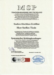 Zertifikat Systemischer Mobbingbeauftragter